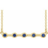 Sapphire Necklace in 14 Karat Yellow Gold Sapphire Bezel Set Bar 18 inch Necklace