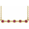 Pink Tourmaline Necklace in 14 Karat Yellow Gold Pink Tourmaline Bezel Set Bar 18 inch Necklace