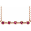 Pink Tourmaline Necklace in 14 Karat Rose Gold Pink Tourmaline Bezel-Set Bar 18" Necklace   