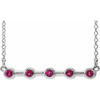 Sterling Silver Pink Tourmaline Bezel Set Bar 18 inch Necklace