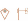Fire Opal Earrings in 14 Karat Rose Gold Opal Cabochon Pyramid Earrings