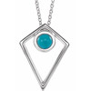 Genuine Turquoise Necklace in 14 Karat White Gold Turquoise Cabochon Pyramid 16 inch Necklace