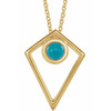 Genuine Turquoise Necklace in 14 Karat Yellow Gold Turquoise Cabochon Pyramid 16 inch Necklace