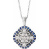 Real Diamond Necklace in Sterling Silver Genuine Sapphire and 0.33 Carat Diamond 16 inch Necklace