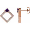 14 Karat Rose Gold Amethyst and 0.33 Carat Diamond Earrings