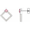 Platinum Pink Tourmaline and 0.33 Carat Diamond Earrings