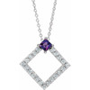 Amethyst Necklace in 14 Karat White Gold Amethyst and 0.37 Carat Diamond 16 inch Necklace