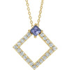 Tanzanite Necklace in 14 Karat Yellow Gold Tanzanite and 0.37 Carat Diamond 16 inch Necklace