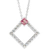 Pink Tourmaline Necklace in Platinum Pink Tourmaline and 0.37 Carat Diamond 16 inch Necklace