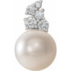 Real Pearl Pendant in Sterling Silver Freshwater Cultured Pearl and 0.25 Carat Diamond Pendant
