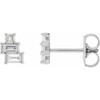 Sterling Silver 0.25 Carat Diamond Geometric Cluster Earrings