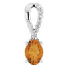 Golden Citrine Pendant in 14 Karat White Gold Citrine and .04 Carat Diamond Pendant