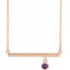 Alexandrite Necklace in 14 Karat Rose Gold Alexandrite Bezel Set 16 inch Bar Necklace