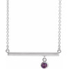 Natural Alexandrite Necklace in Platinum Alexandrite Bezel Set 16 inch Bar Necklace