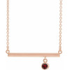 Red Garnet Necklace in 14 Karat Rose Gold Mozambique Garnet Bezel Set 18 Bar Necklace