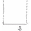 Sapphire Necklace in 14 Karat White Gold Sapphire Bezel Set 18 inch Bar Necklace