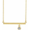 Sapphire Necklace in 14 Karat Yellow Gold Sapphire Bezel Set 18 inch Bar Necklace