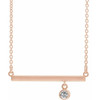 Sapphire Necklace in 14 Karat Rose Gold Sapphire Bezel Set 18 inch Bar Necklace