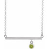 Genuine Peridot Necklace in Platinum Peridot Bezel Set 18 Bar Necklace