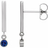 14 Karat White Gold Genuine Blue Sapphire Bar Earrings