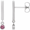 14 Karat White Gold Pink Tourmaline Bar Earrings