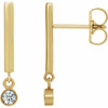 14 Karat Yellow Gold 0.13 Carat Diamond Bar Earrings