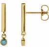 14 Karat Yellow Gold Aquamarine Bar Earrings