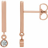 14 Karat Rose Gold 0.13 Carat Diamond Bar Earrings