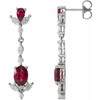 Sterling Silver Ruby and 0.75 Carat Diamond Dangle Earrings