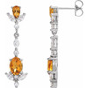 Platinum Citrine and 0.75 Carat Diamond Earrings