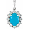 Turquoise Pendant in Platinum Turquoise and 0.33 Carat Diamond Pendant