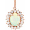 14 Karat Rose Gold Ethiopian Opal and 0.50 Carat Diamond Pendant