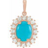 Turquoise Pendant in 14 Karat Rose Gold Turquoise and 0.50 Carat Diamond Pendant