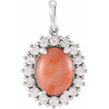 Platinum Pink Coral and 0.50 Carat Diamond Pendant