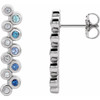 Platinum Genuine Multi Gemstone and 0.10 Carat Diamond Bezel Set Bar Earrings