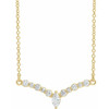 White Diamond Necklace in 14 Karat Yellow Gold 0.33 Carat Diamond 16 V Necklace