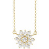 White Diamond Necklace in 14 Karat Yellow Gold 0.50 Carat Diamond Vintage Inspired 16 inch Necklace