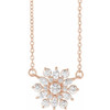 White Diamond Necklace in 14 Karat Rose Gold 0.50 Carat Diamond Vintage Inspired 16 inch Necklace