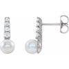 Platinum Freshwater Cultured Pearl and 0.16 Carat Diamond Earrings