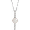 Cultured Freshwater Pearl Necklace in 14 Karat  Gold Freshwater Cultured Pearl and 0.16 Carat Diamond 16 inch Necklace