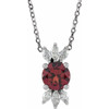 Red Garnet Necklace in 14 Karat White Gold Garnet and 0.25 Carat Diamond 16 inch Necklace