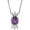 Amethyst Necklace in 14 Karat White Gold Amethyst and 0.25 Carat Diamond 16 inch Necklace