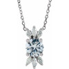 Sapphire Necklace in Sterling Silver White Sapphire and 0.25 Carat Diamond 16 inch Necklace