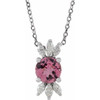 Pink Tourmaline Necklace in Sterling Silver Pink Tourmaline and 0.25 Carat Diamond 16 inch Necklace