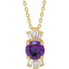 Amethyst Necklace in 14 Karat Yellow Gold Amethyst and 0.16 Carat Diamond 16 inch Necklace