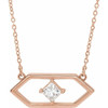 White Diamond Necklace in 14 Karat Rose Gold 0.25 Carat Diamond Geometric 16 inch Necklace