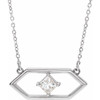 White Diamond Necklace in 14 Karat White Gold 0.25 Carat Diamond Geometric 18 inch Necklace