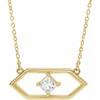 White Diamond Necklace in 14 Karat Yellow Gold 0.25 Carat Diamond Geometric 18 inch Necklace