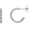 Sterling Silver 0.60 Carat Diamond French Set 15 mm Hoop Earrings