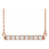 Lab Grown Diamond Necklace in 14 Karat Rose Gold 0.50 Carat Lab Grown Diamond French-Set Bar 16 inch Necklace